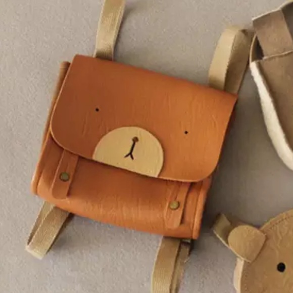 Kids boys girls toddler backpack pu leather cute bear cartoon - Picture 3 of 5